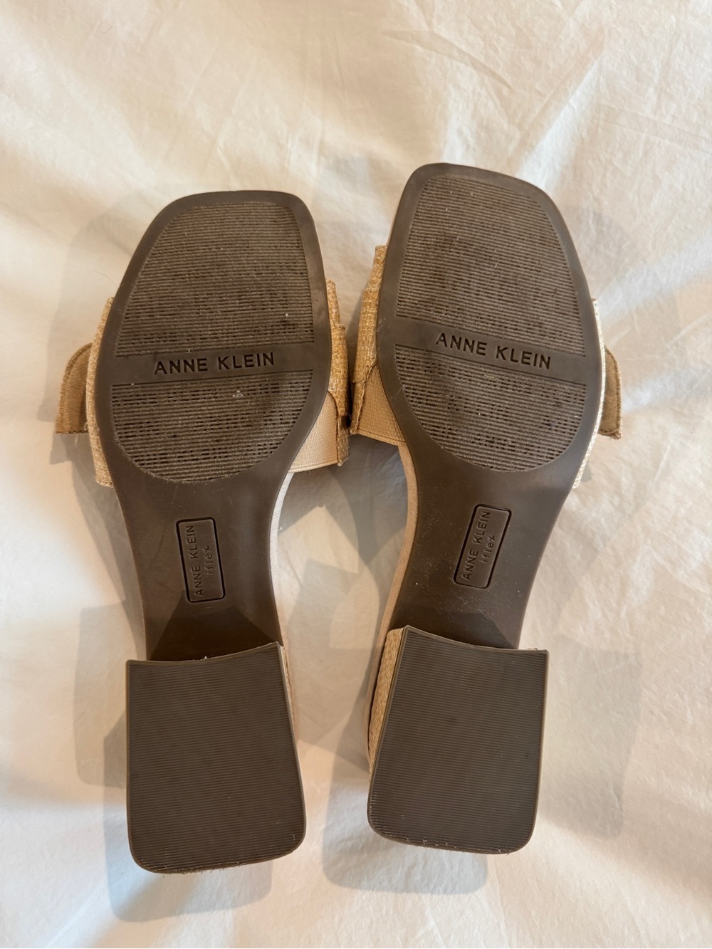 Anne Klein Neutral Raffia Slide Sandals - Picture 4 of 5